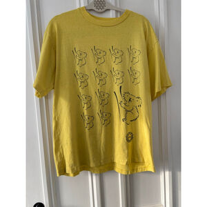 Vintage Mens Yellow Koala Graphic Unbranded Short Sleeve Tee M